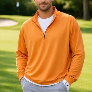 Nike Golf Quarter Zip Pullover Orange Size Men's Medium
